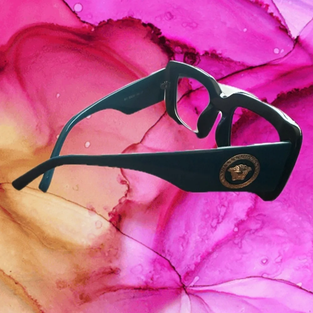 Versace black sunglasses dark tint with teal sides serial number 93152024–1 43CE - Picture 5 of 11